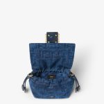 FENDI Mamma Baguette Small Blue FF denim flocked mini-bag - Image 3